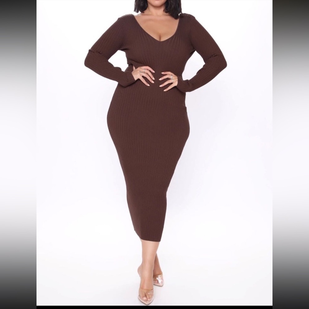 Knit Mocha dress - Fashion Nova XL